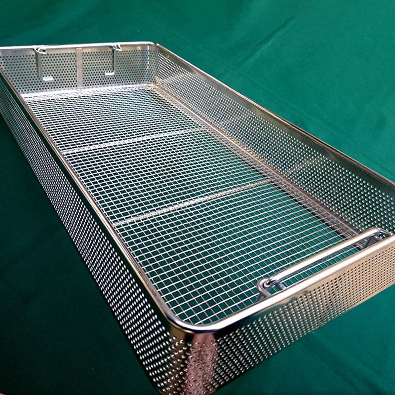 

45x30x7cm More sizes New design 304 stainless steel perforated side medical disinfection frame cleaning box basket Containers