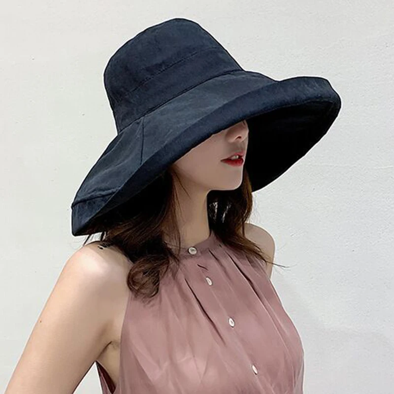 MAERSHEI Sun Hat Anti-UV Cotton Summer Hat For Women Vacation Wide Brim Beach Hat Foldable Bucket Hat large Brim Cap