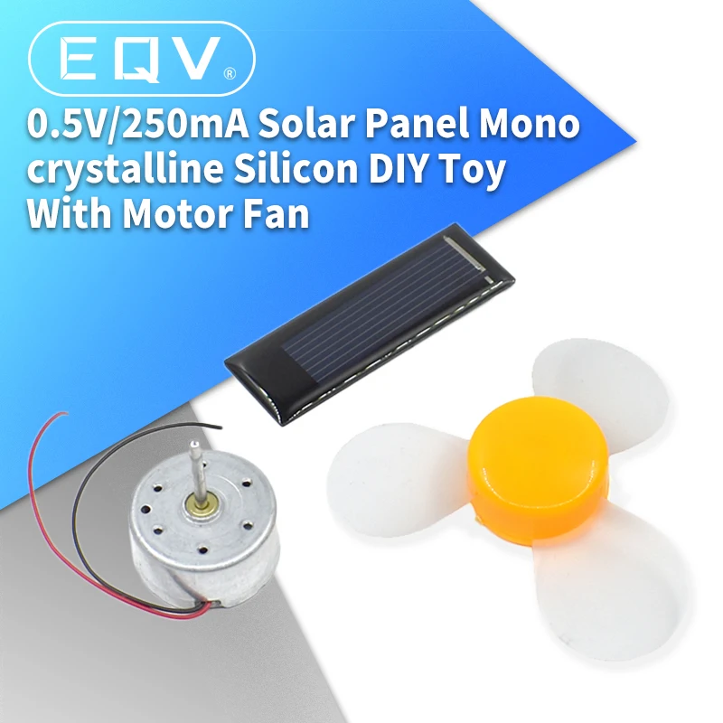 0.5V/250mA Solar Panel Monocrystalline Silicon DIY Toy With Motor Fan 0.125W Mini Solar Cell Battery Charger DIY Solar Module