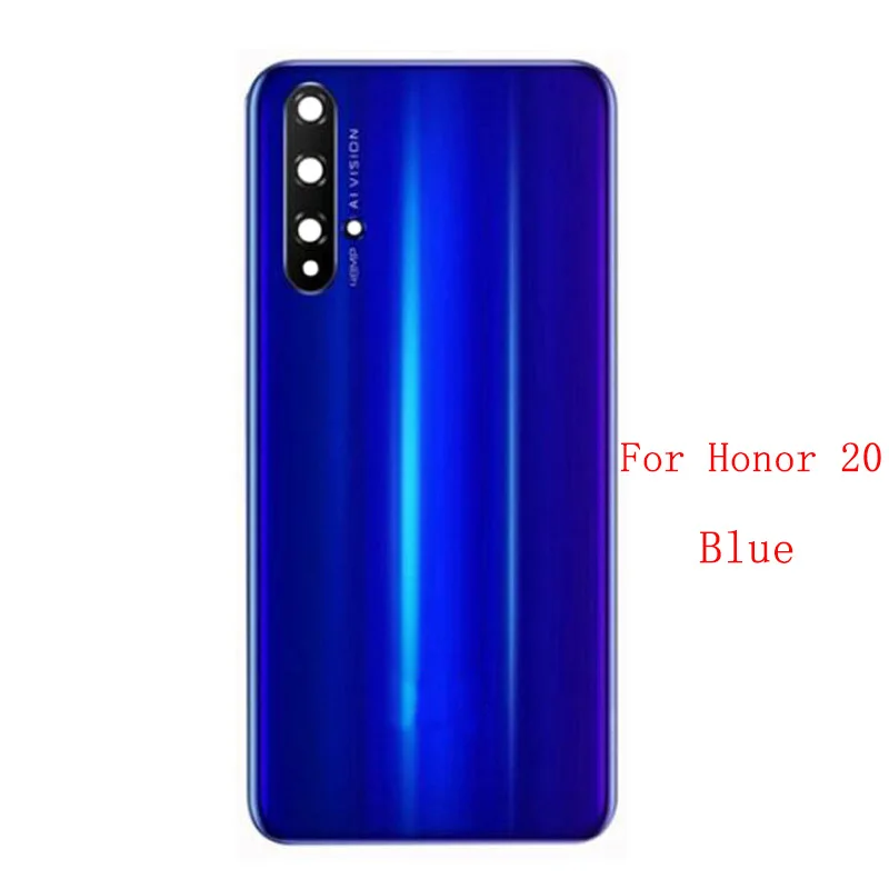 Casing penutup belakang kaca pintu belakang untuk Honor 20 Pro penutup baterai dengan bingkai lensa kamera dengan suku cadang perbaikan Logo