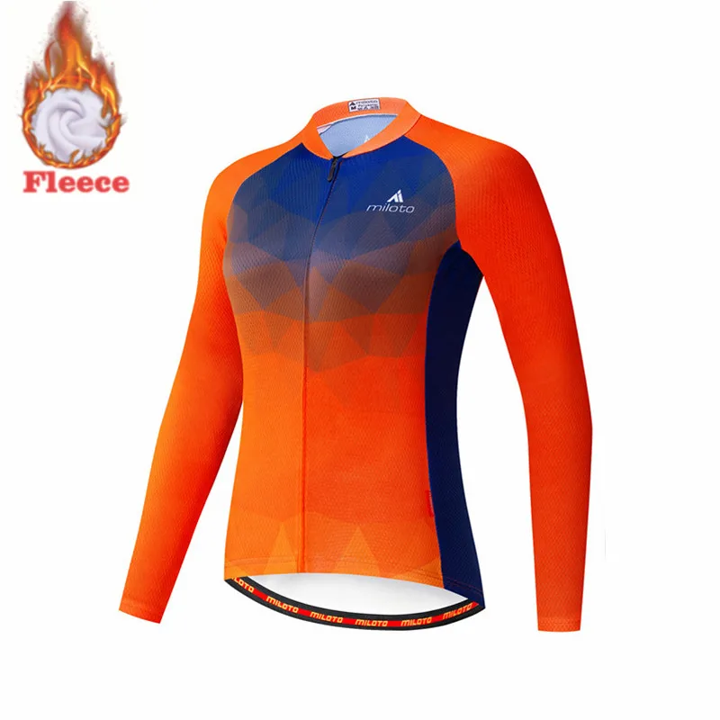 MILOTO Winter Women Cycling Clothing Long Sleeve Jersey Set Road Bike Fleece Thermal Jacket Women Sportswear Warm Training Suit