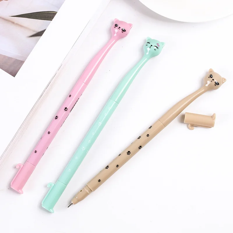 

2pc Cartoon Cat Gel Pen Cute Kawaii 0.38mm Black Ink Pen Accessories Office For School Supplies Korea Stationery