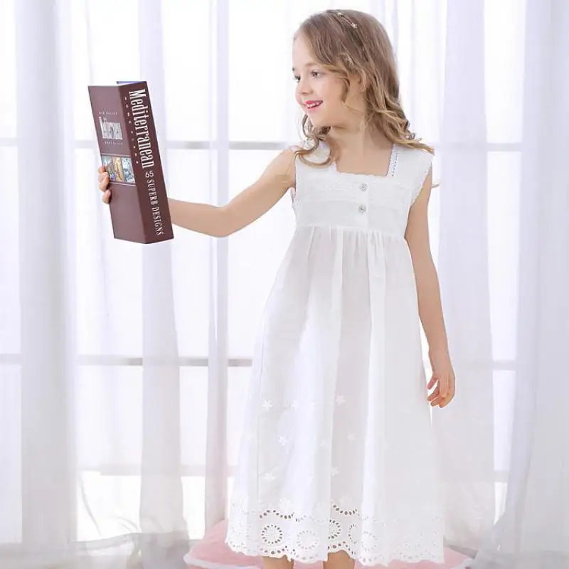 Toddle Girl White Nightdress Princess Dress Children Pajamas Nightgowns For Girls Kids Night Dress Girl Lace Sleeping Dress