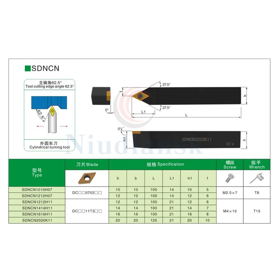 SDNCN1616H11 2020H11ผู้ถือเครื่องมือหมุนภายนอก Entering Angle 62.5 ° + DCMT DCGT สวมใส่คาร์ไบด์ CNC เครื่องกลึงโลหะใส่