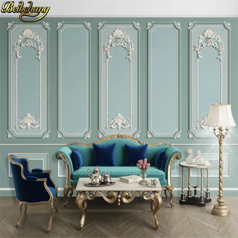 Custom White plaster line door frame photo mural wallpaper for Living Room Entrance Backdrop 3D Wall Papers decoration Stickers