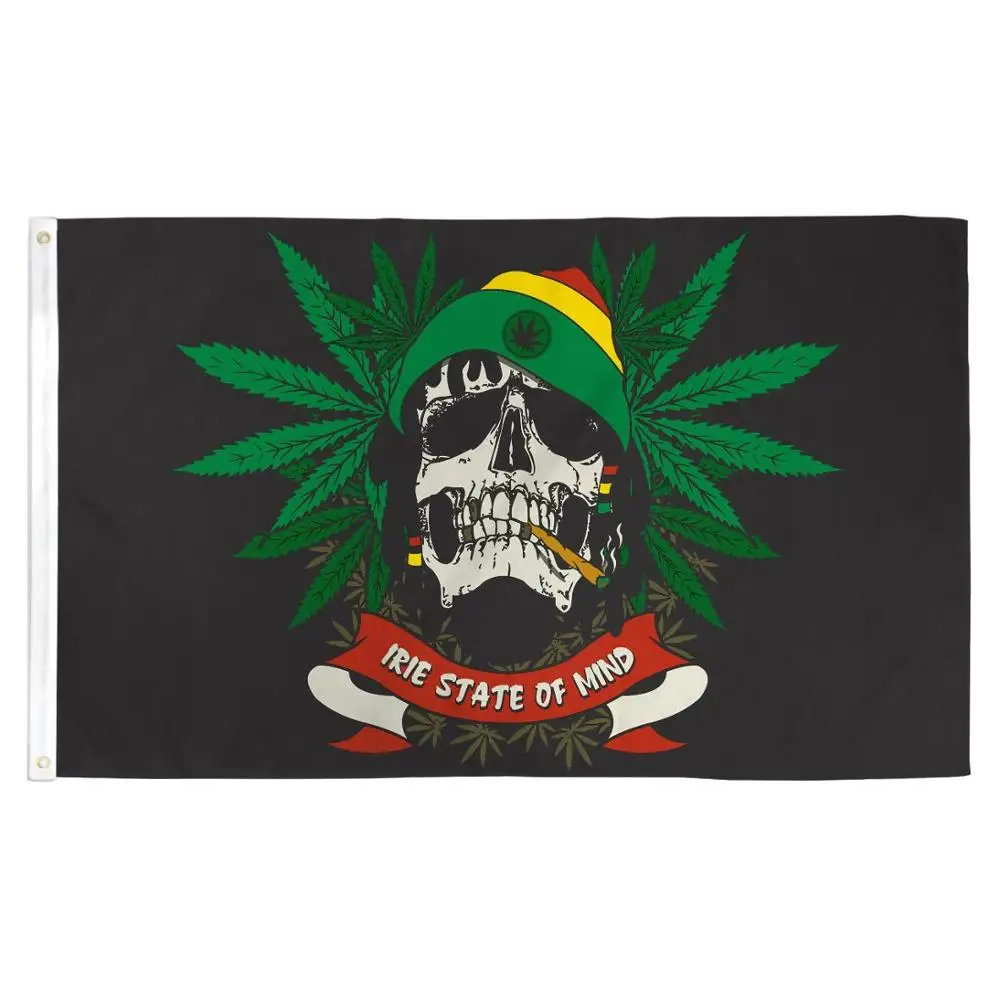 Yehoy-Bandera de calavera Rasta para decoración, cuenta con el estado de la mente, para decoración, 90x150cm