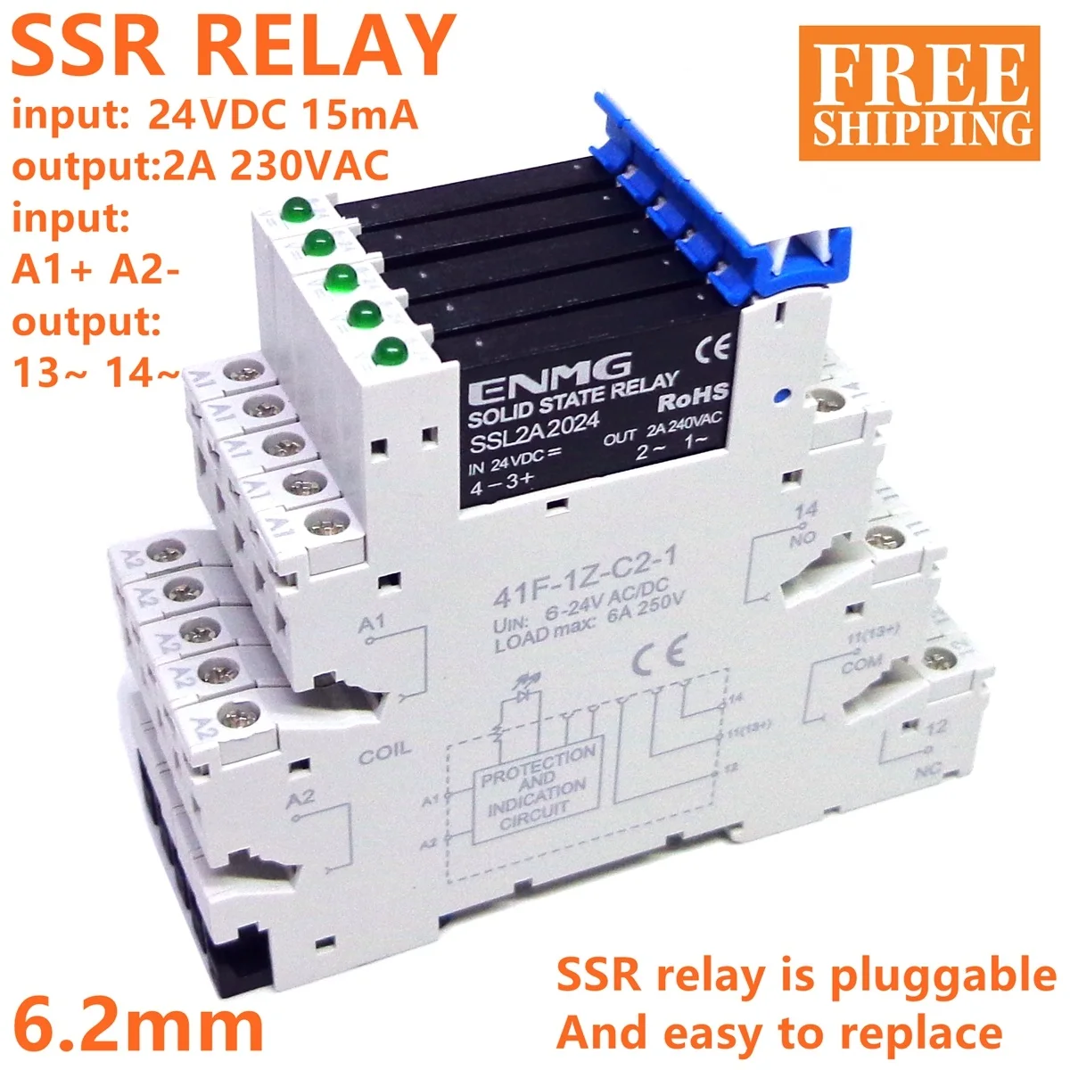 5PCS MRA-23D2 Mini 6.2mm 2A Input: 3-32V DC Solid State Relay Relay Module