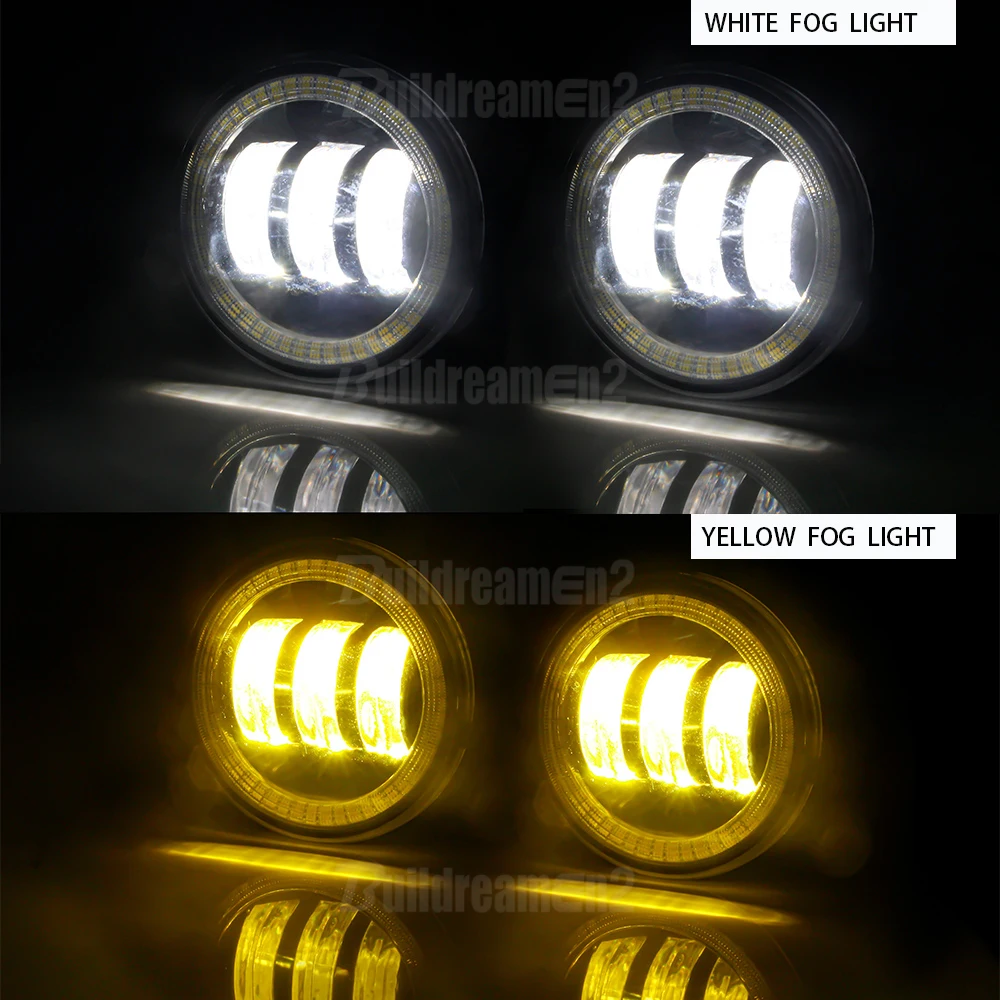 2 X Angel Eye Fog Light Assembly For Suzuki Jimny FJ 1998-2014 Car Front Bumper LED Lens Fog Driving Lamp DRL 30W 6000LM 12V