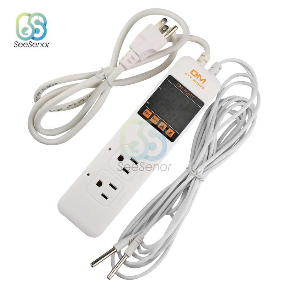 EU/US Socket Thermostat Digital Temperature Controller Socket Outlet Dual Relay Output Heating Cooling Switch AC110V 220V 10A