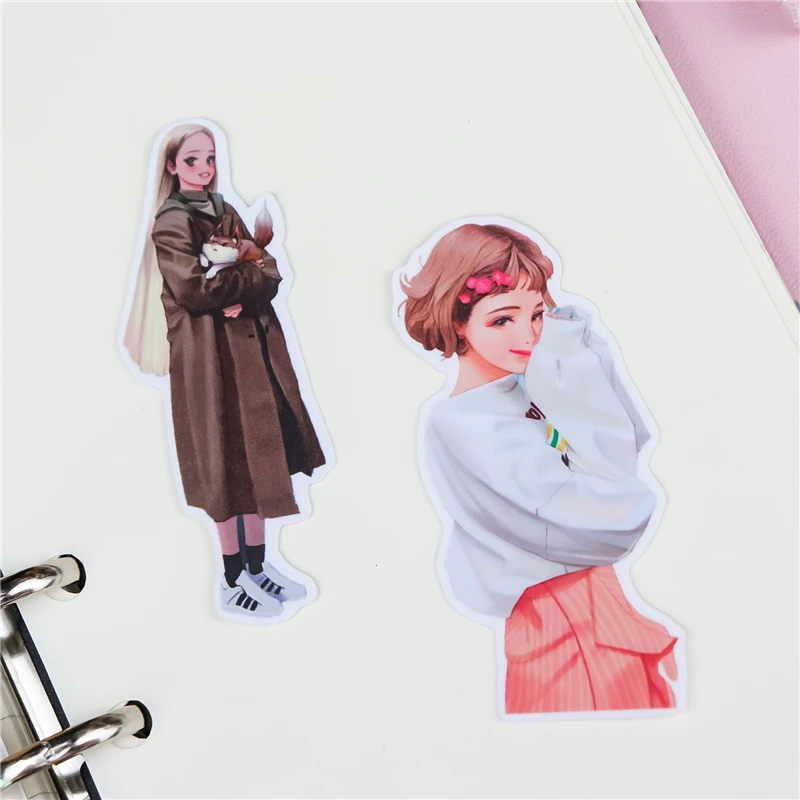 Stickers 24PCS Cartoon Girls Stickers Crafts And Scrapbooking Stickers Book Student Label Decorative Sticker DIY Stationery