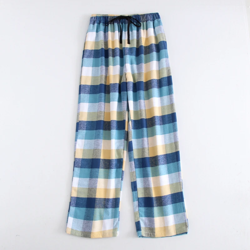 Plus Size Cotton Plaid Men Sleep Bottoms Comfort Pajama Simple Loose Sleepwear Pants Pijamas Male Sheer Pyjama Trouser Homewear