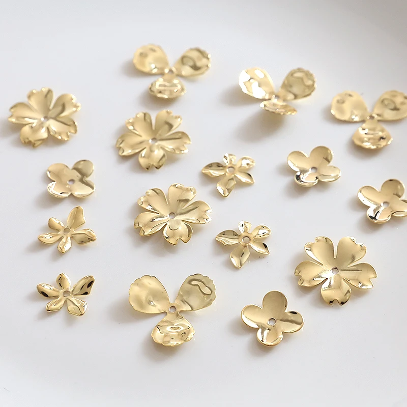 New style 50pcs/lot cartoon flowers shape copper floating locket charms beads diy jewelry garment pendant accessory