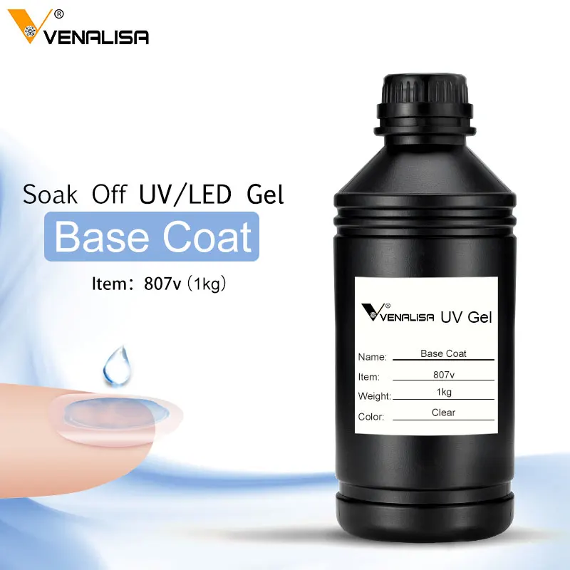 VENALISA Tempered Top Coat 1kg Bulk Package Refill No Wipe Top Coat Soak Off UV LED Nail Gel Polish Matt Surface Rubber Top Coat