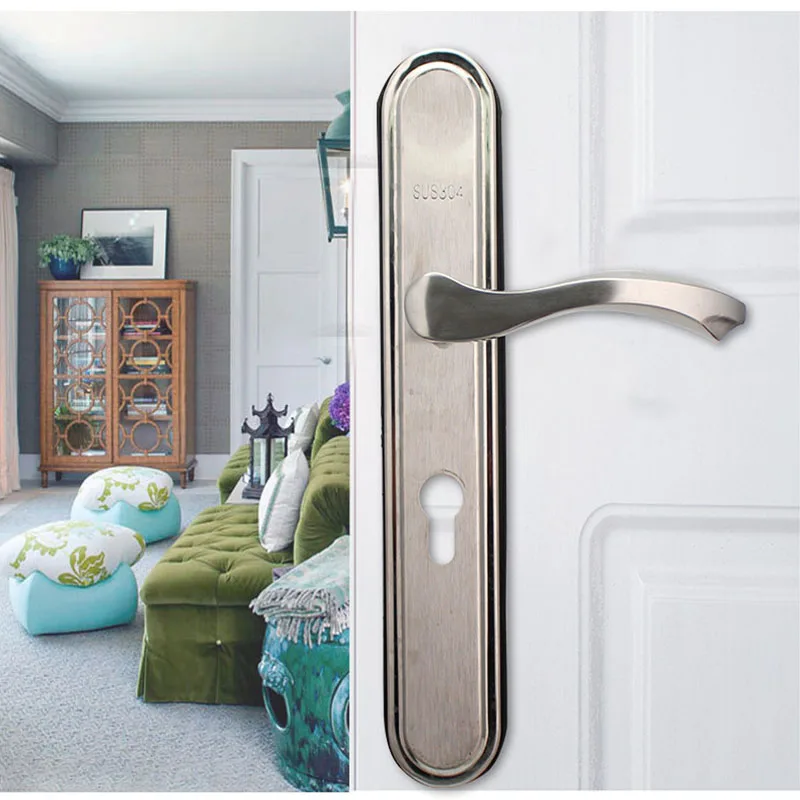 Imagem -05 - Anti-theft Mortise Door Handle Estreito Entrance Lock Largura 45 mm Aço Inoxidável