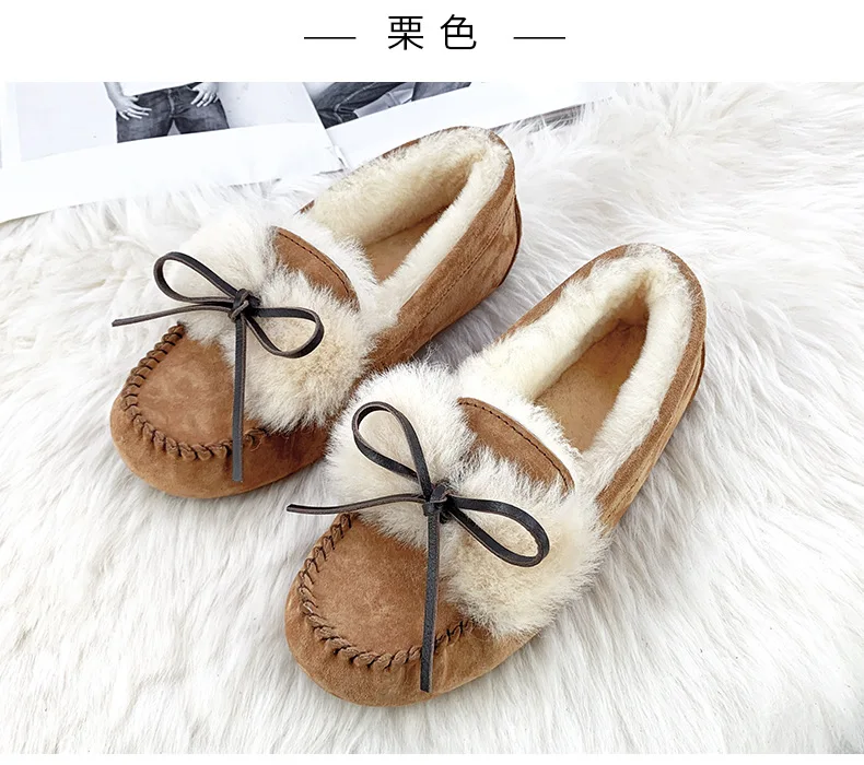 High Quality 100% Genuine Leather Natural Fur Women Flat Shoes Fashion Casual Loafers Women Shoes Moccasins Female Driving Shoes