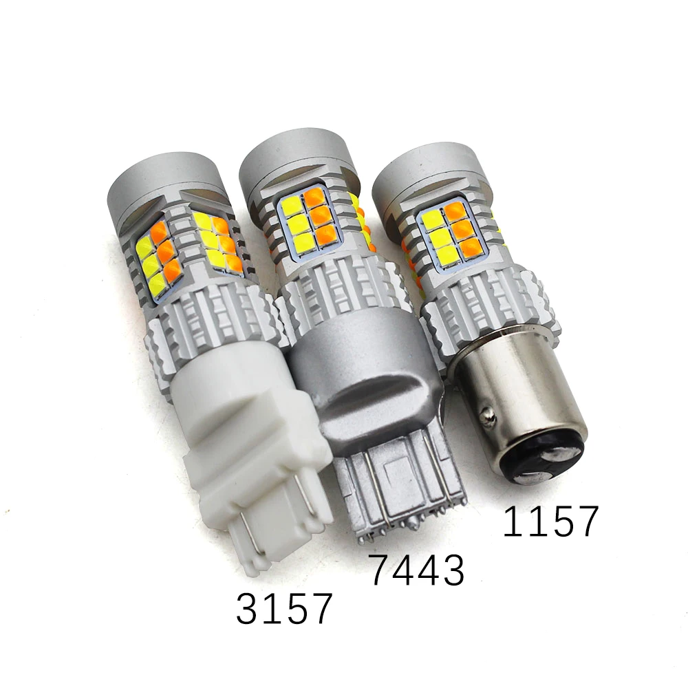 20PCS 1157 7443 3157 3030 30SMD Dual Double colors Super Bright LED Auto Tail Brake Bulb Daytime Running Lights Reverse Light