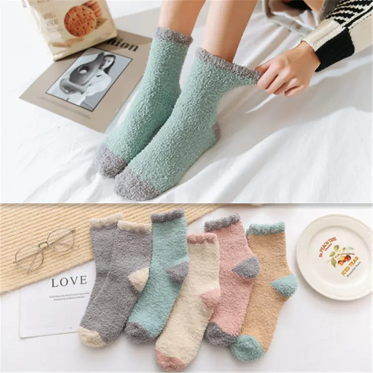 women's soft warm socks coral wool breathable multicolor socks female thicken warm socks floor socks Terry socks size of 35-40