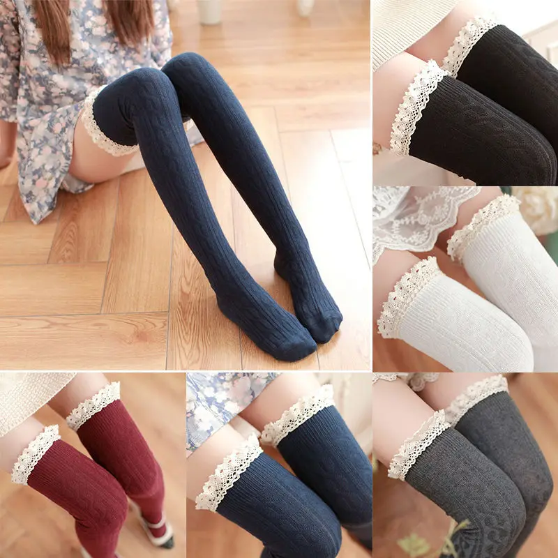 New Fashion Women Girls Cable Knit Extra Long Boot Sockings Over Knee Thigh High Warm Socking Underwear Women's Socks Hosiery