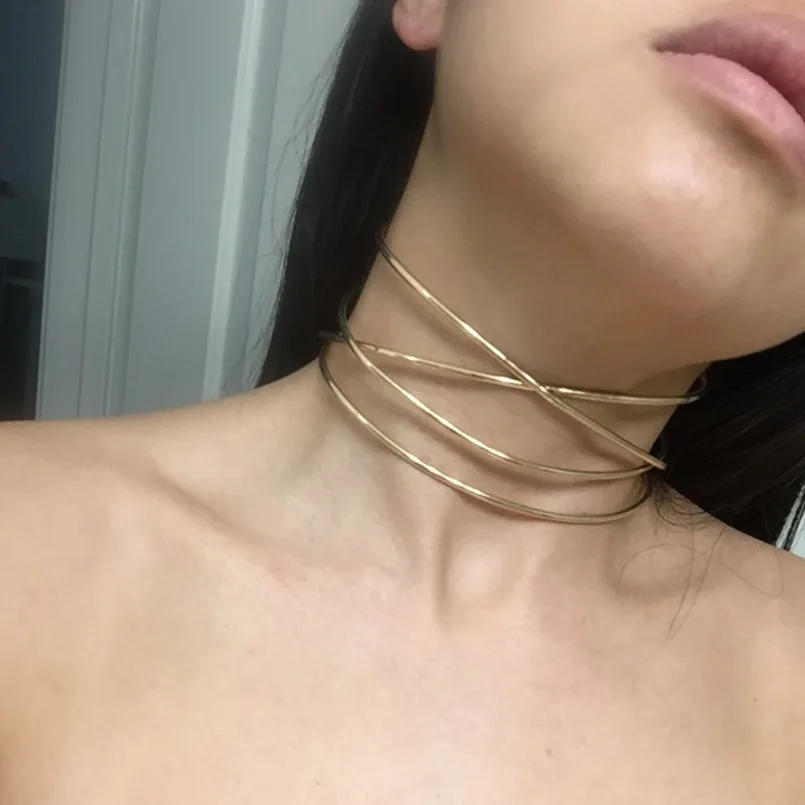 KDLUN Big Alloy Torques Necklaces For Women Statement Metal Choker Necklace Fashion Jewelry 2023 New Chunky Chocker Collar Punk