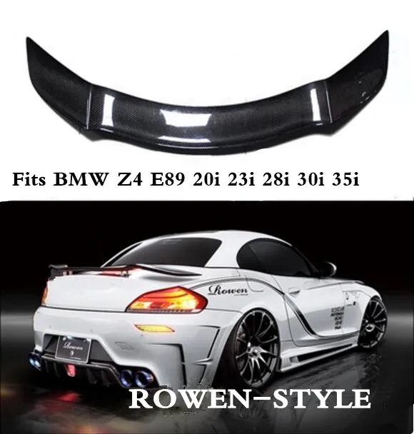 ROWEN -Style Carbon Fiber Car Rear Wing Trunk Lip Spoilers For BMW Z4 E89 20i 23i 28i 30i 35i 2009-2014