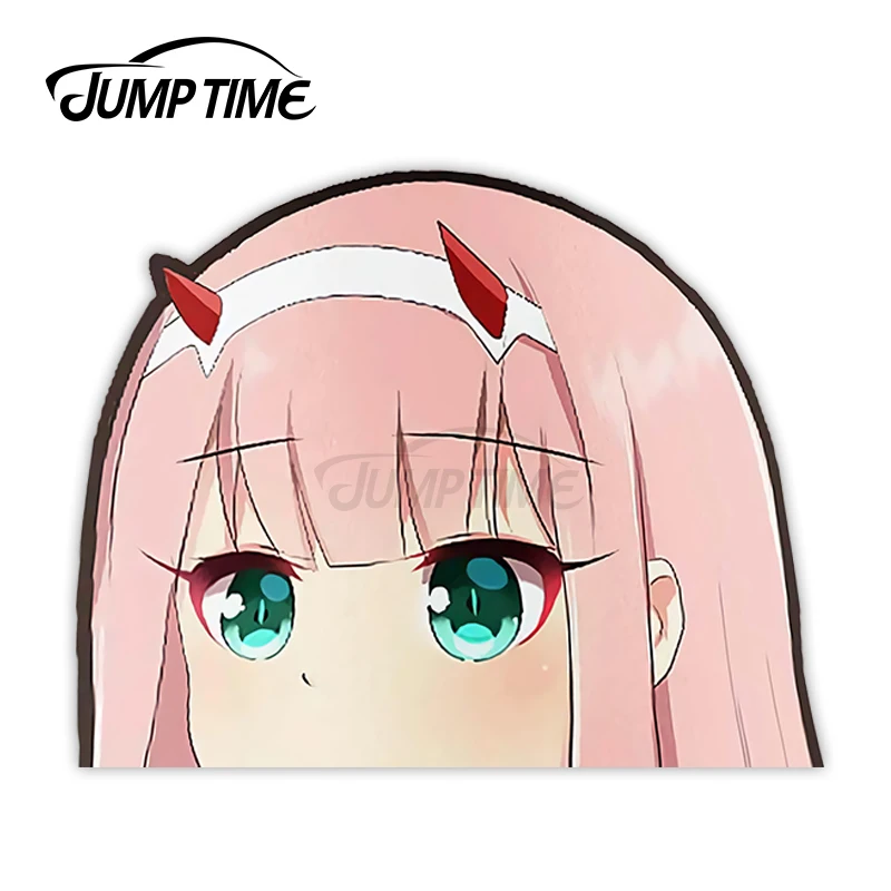 JumpTime 13 x 12cm For Darling In The Franxx Zero Two Peeker Big Head Fashion Decal Bumper Car Stickers Vinyl Car Door Protector