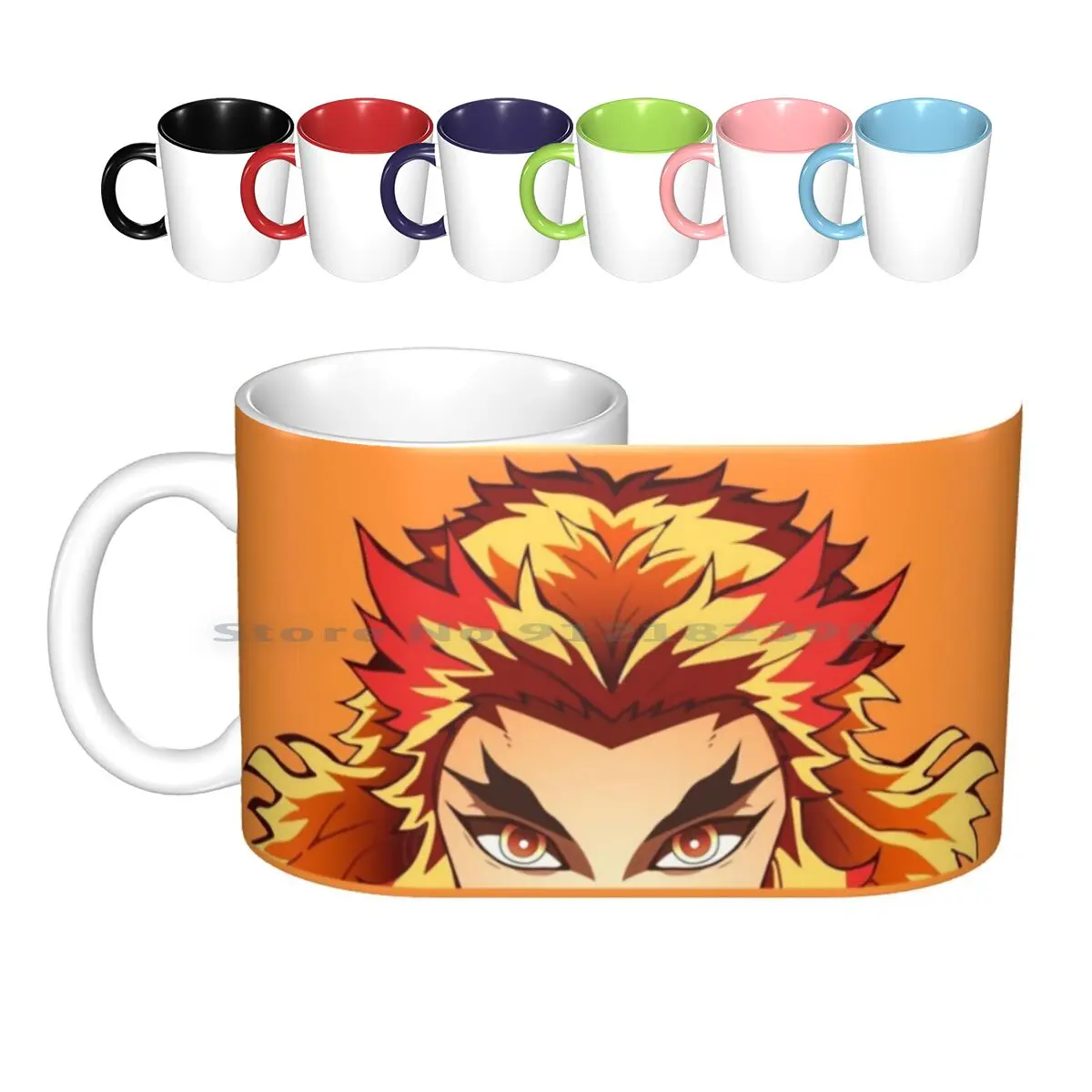 Kyoujurou Peeker | The Flame Pillar | Demon Ceramic Mugs Coffee Cups Milk Tea Mug Demon Demon Movie Infinity Train Arc Kyojuro