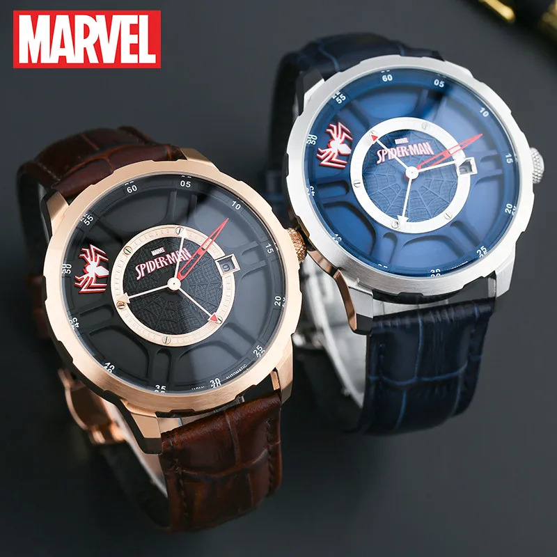 

Marvel For Mens Watch Spider Man Japan Automatic Self-wind Wristwatch Avengers Skeleton Mechanical Sapphire Crystal Luminous New