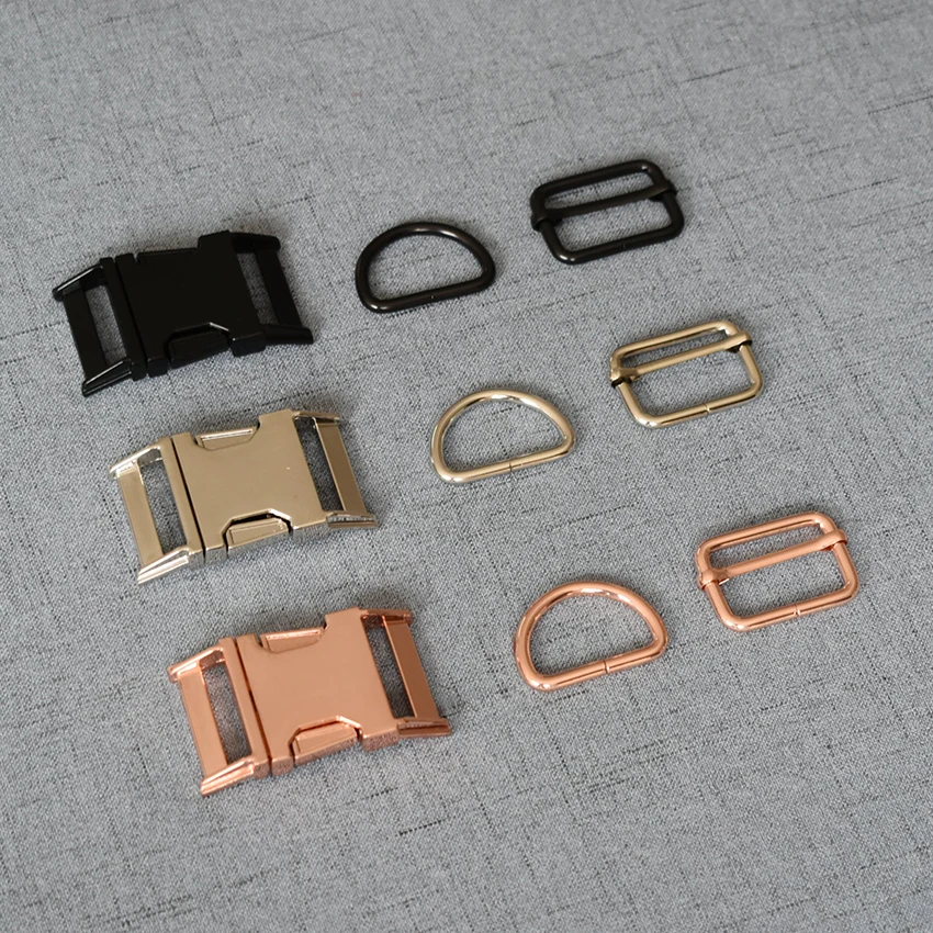 50 Sets 32mm Metal D Ring Adjustable Release Buckle DIY Dog Collar and Leash Leather Handbag Accessories