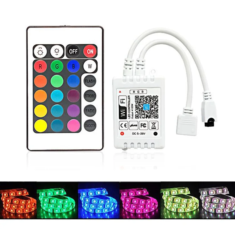 5V-24V Wifi kontroler LED RGB z 24 klawiszy zdalnego sterowania pojedynczy podwójne wyjście dla 2835 5050 5630 listwy RGB LED