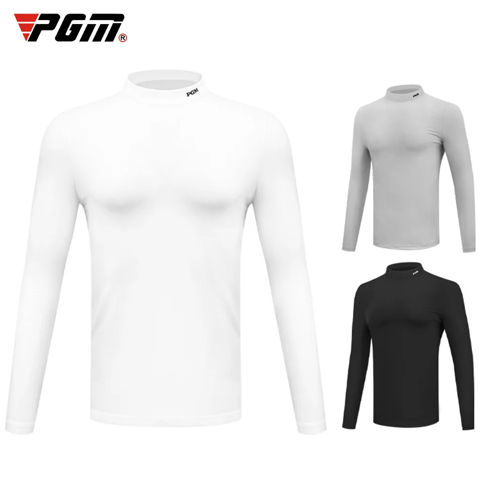 PGM Winter Cashmere Bottom Shirt for Men, Golf Tennis, Volleyball Clothing, Warm Long Sleeve Polo T Shirts