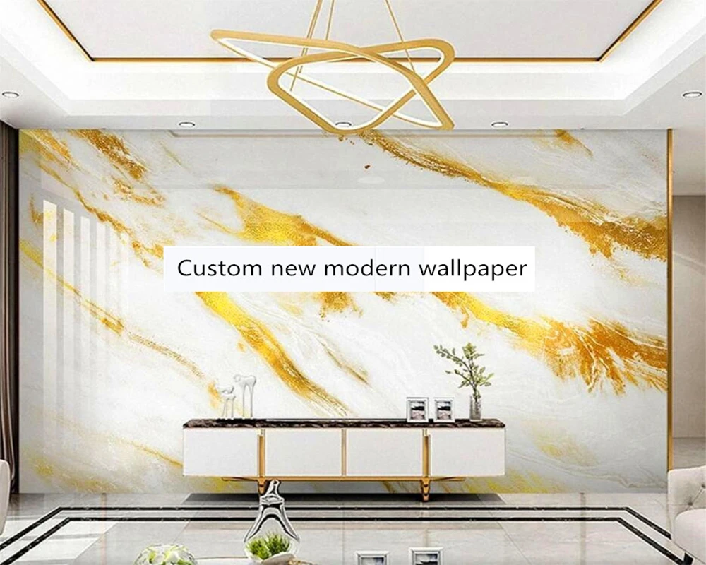 

beibehang Customized papel de pared TV Living Room Bedroom Light Luxury Marble Gold New Modern Background Wallpaper