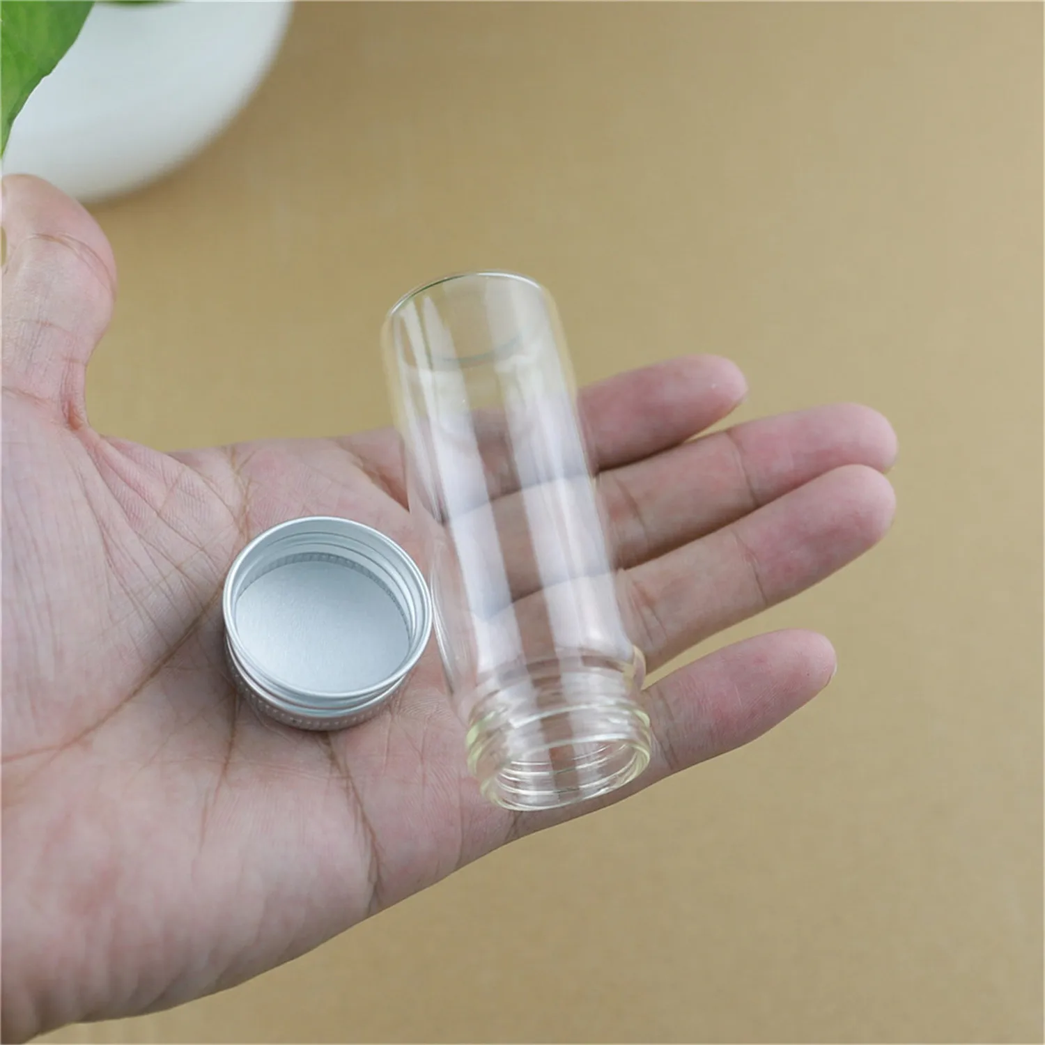 12 pcs/lot 20*30*80mm 40ml Small Glass Bottle Aluminum Caps Tiny Glass Jars Vial Transparent Glass Decoration Bottles