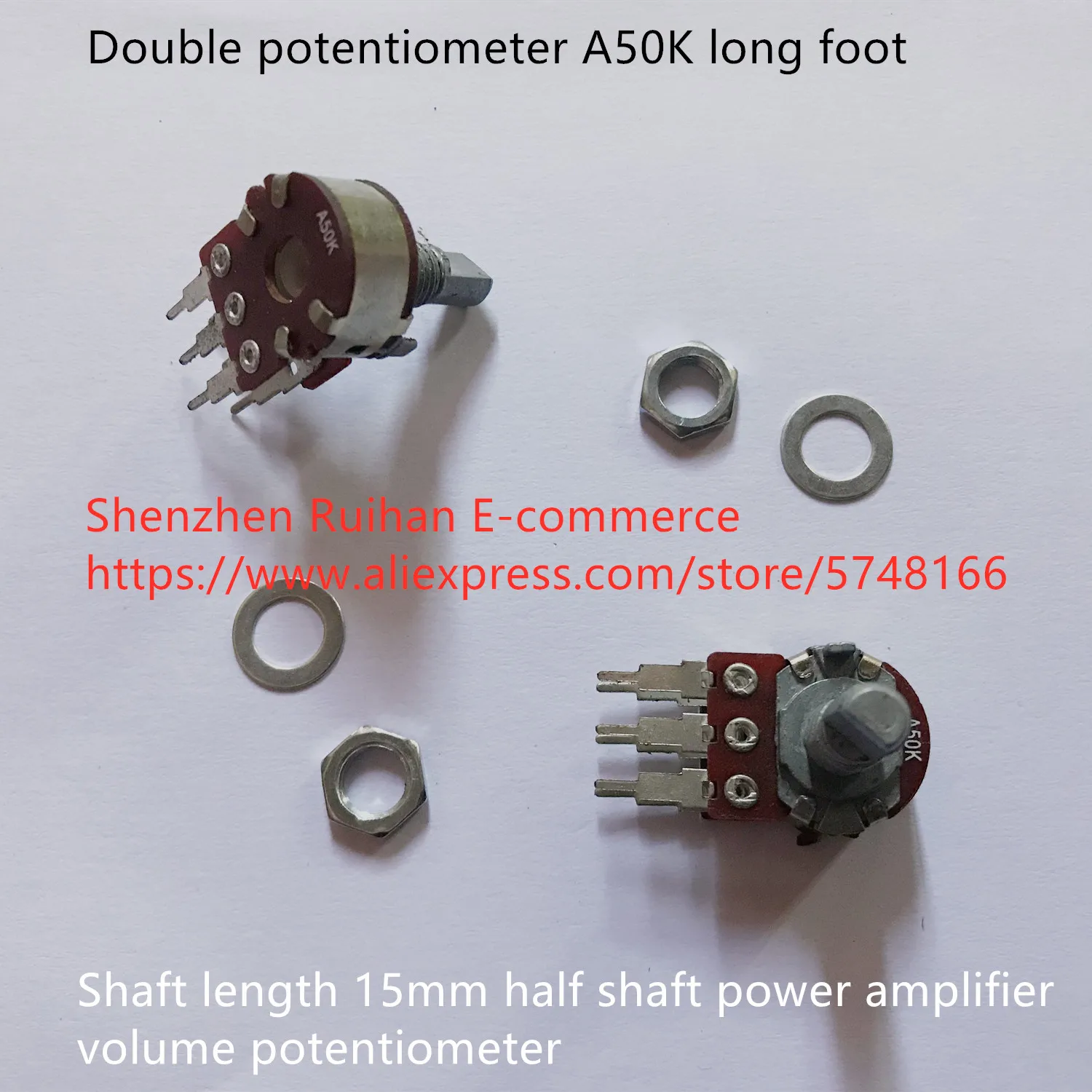 

Оригинальный новый 100% двойной потенциометр A50K, длинный ножной вал, длина 15 мм, полувал, усилитель мощности, потенциометр громкости, переключатель