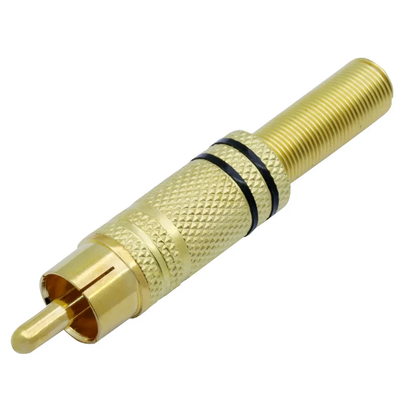 2pcs/1pair RCA Connector Deluxe High Quality RCA Gold Plate Plug Wholesale Audio Male Connector W Metal Spring