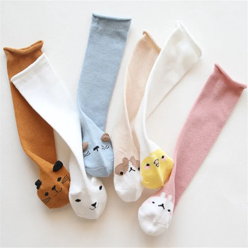 Knee High Baby Socks New Born Socks for Girls Cotton Cartoon Infant Baby Boys Socks Anti Slip Casual Winter Baby Leg Warmers