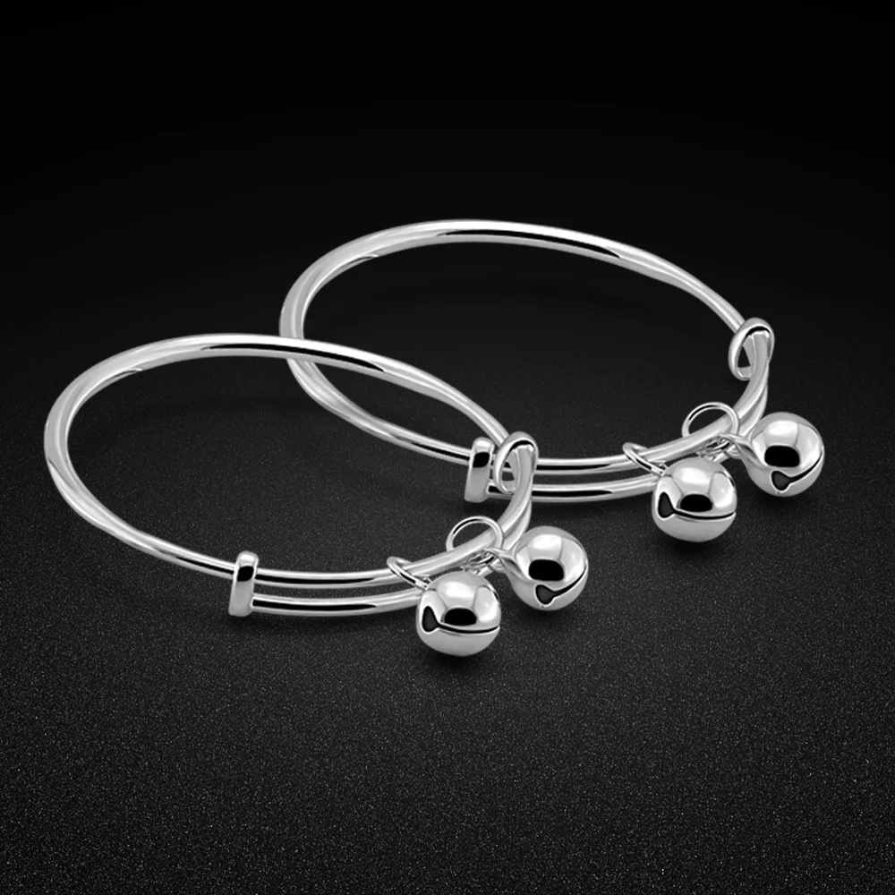 

925 Sterling Silver Bracelet for Babies Simple Bell Pendant Design Solid Silver Children's Jewelry Birthday Gift