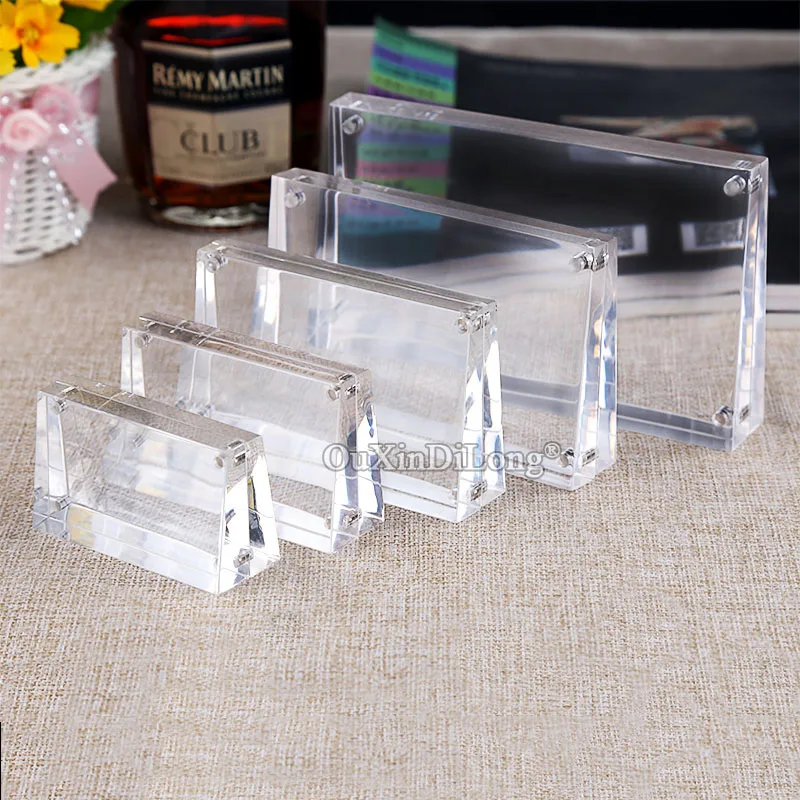 

1PCS Bevel Transparent Acrylic Mobile Phone Price Stand Magnetic Photo Picture Label Frame Table Card Display Stand GF533