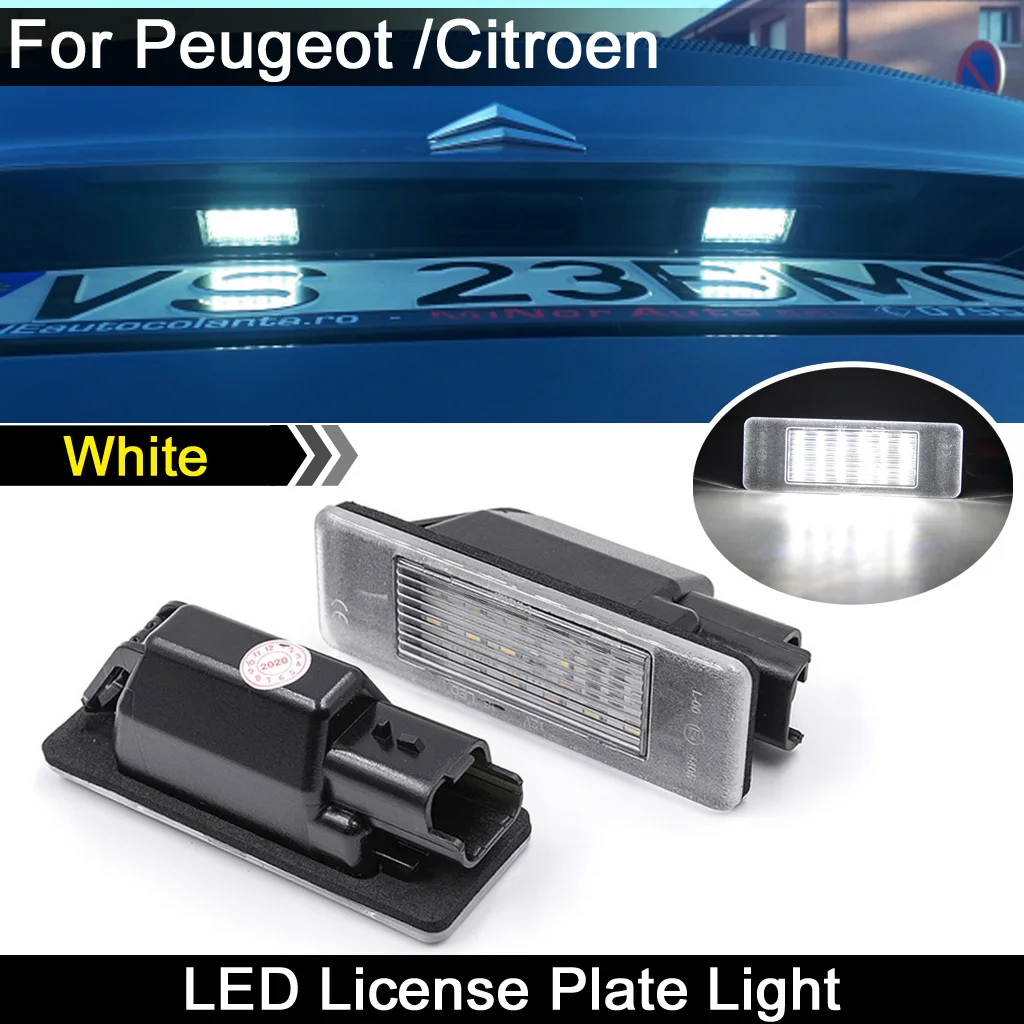 For Peugeot 106 1007 207 307 308 3008 406 407 508 607 For Citroen Berlingo C2 C3 C4 C5 C6 C8  LED License Number Plate Light