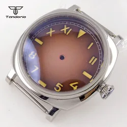 Polished 42mm Square Steel Watch Case Fit NH35 NH36 ETA2824 PT5000 Automatic Movt California Dial Sapphire Crystal Screw Crown