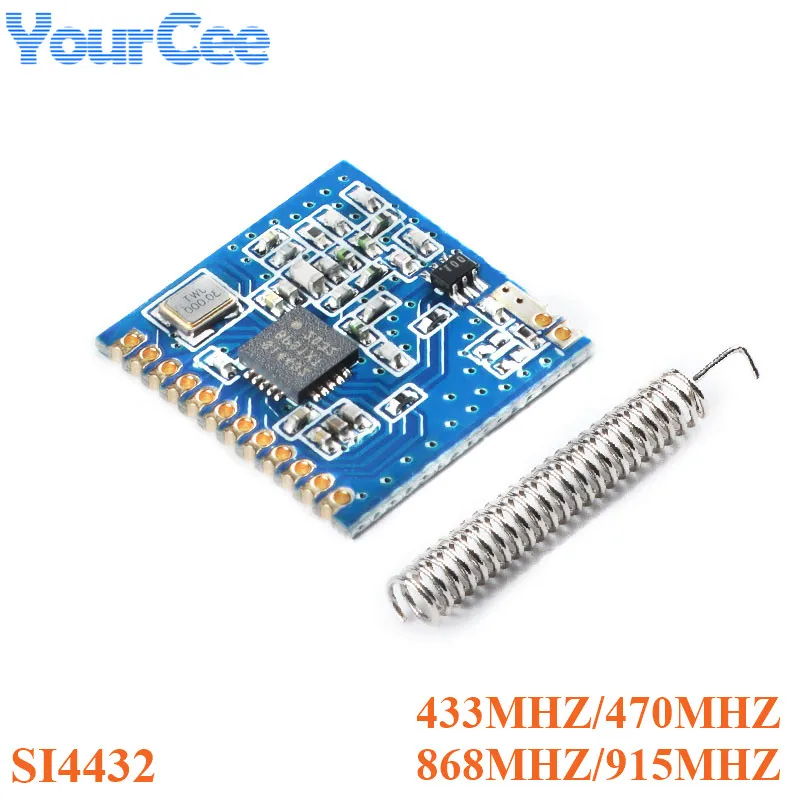 433/470/868/915MHz Mini SI4432 Remote Wifi Wireless Transceiver Communication Module with Spring Antenna Long Distance 1000m