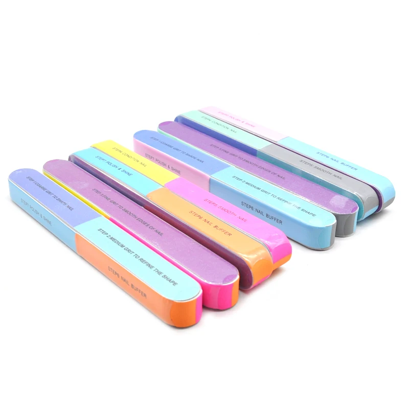 5Pcs/lot Acrylic Nail Buffers Blocks Neon Sponge Nail File Pedicure Manicure High Quality Tips Nail Polish 7 Side Sand Shine Kit