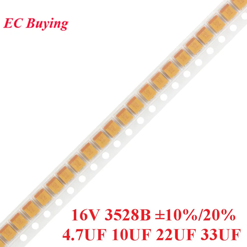 10pcs 16V 3528B SMD Tantalum Capacitor 4.7UF 10UF 22UF 33UF ±10% ±20% B-type 3528 1210