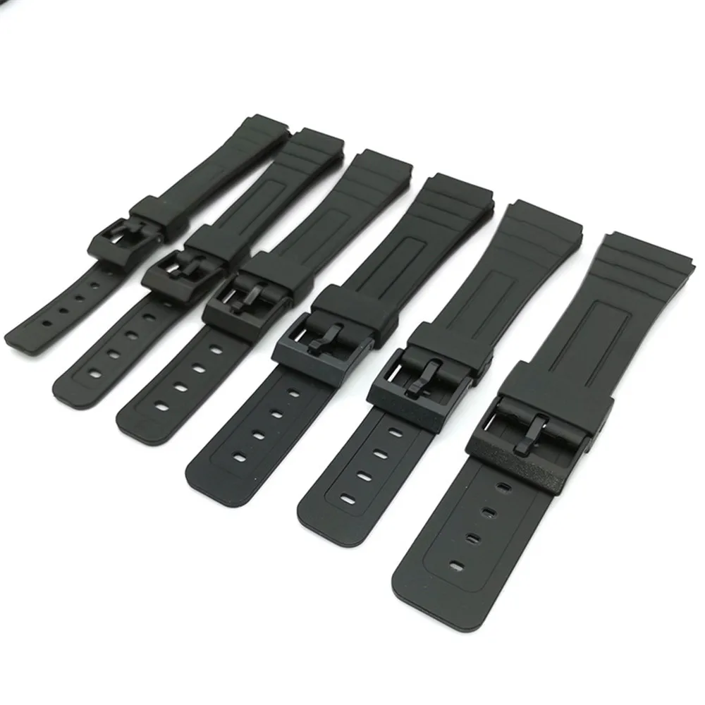 12mm 14mm 16mm 18mm 20mm 22mm Universal Resin Watch Strap Sport Black Plastic Pin Buckle Bracelet Band Accessories for Casio