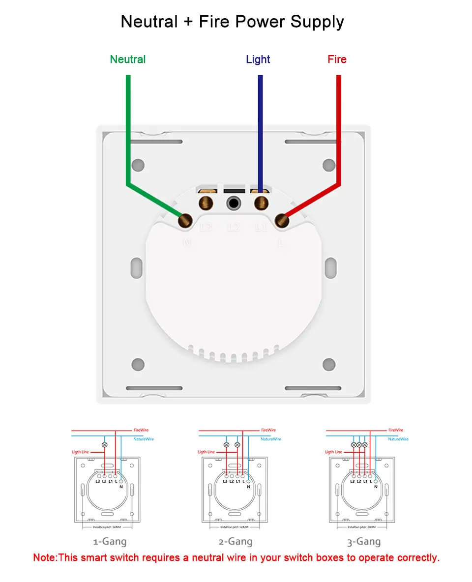 Smart Life Tuya WiFi Light Switch with Luxuray Glass Panel, Touch Sensor Smart Wall Switch Voice Work With Alexa, Google Home