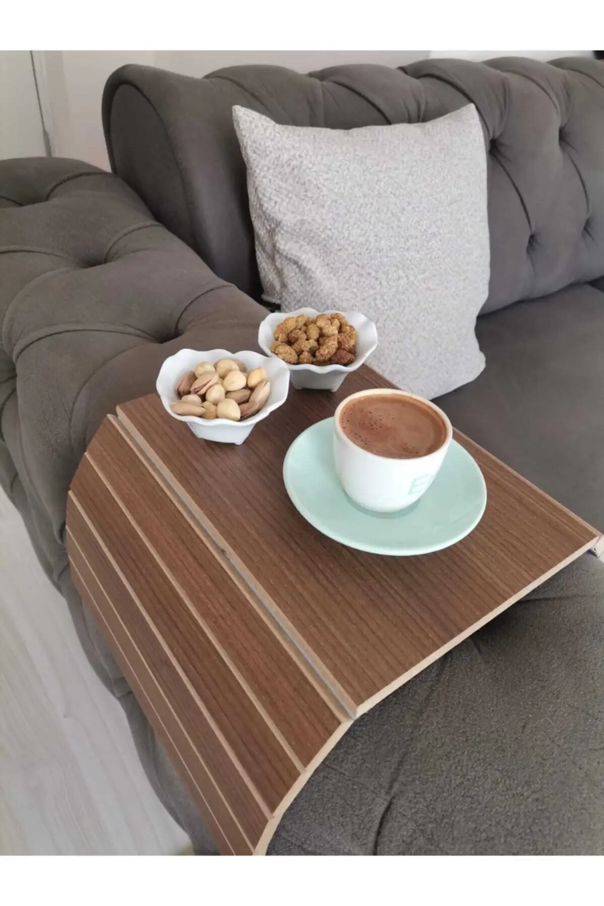 Table basse d'appoint Portable en noyer 27x48 cm, 2 pièces