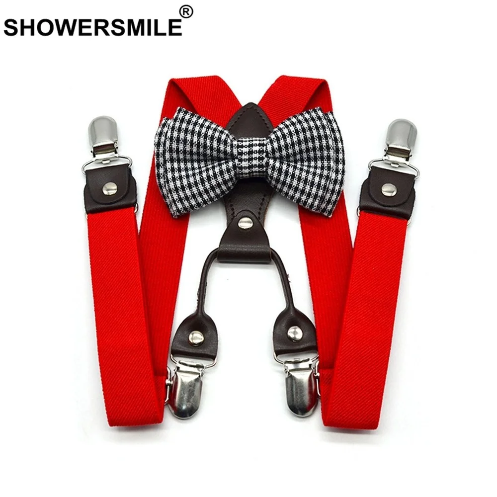 Yellow Baby Boy Suspenders Designer Braces for Children Bowtie Suspenders Set Unisex Kid Solid Girls Yellow Suspenders 65cm