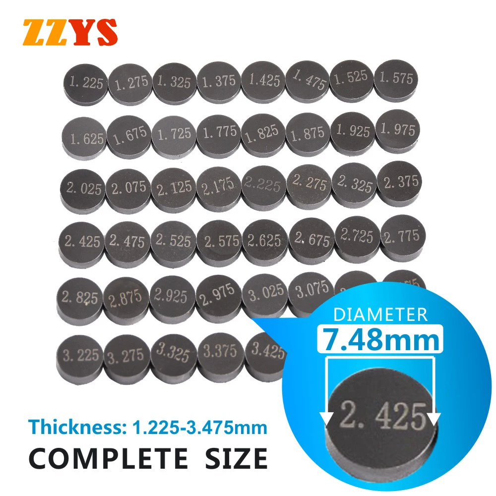 7.48mm Motorcycle Engine Parts Adjustable Valve Gasket Shim 46pcs Complete Refill Kit For Honda For Suzuki For Yamaha Kawasaki