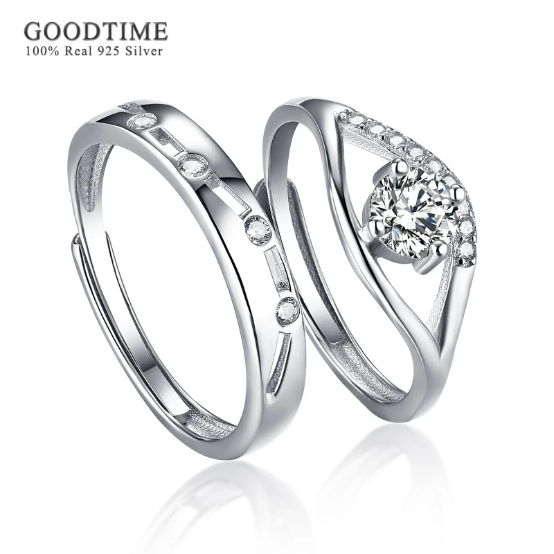 

Fashion New 2020 Wedding Couple Rings 100% Real 925 Sterling Silver Rings Zircon Rhinestone Ring Jewelry For Lover Valentine