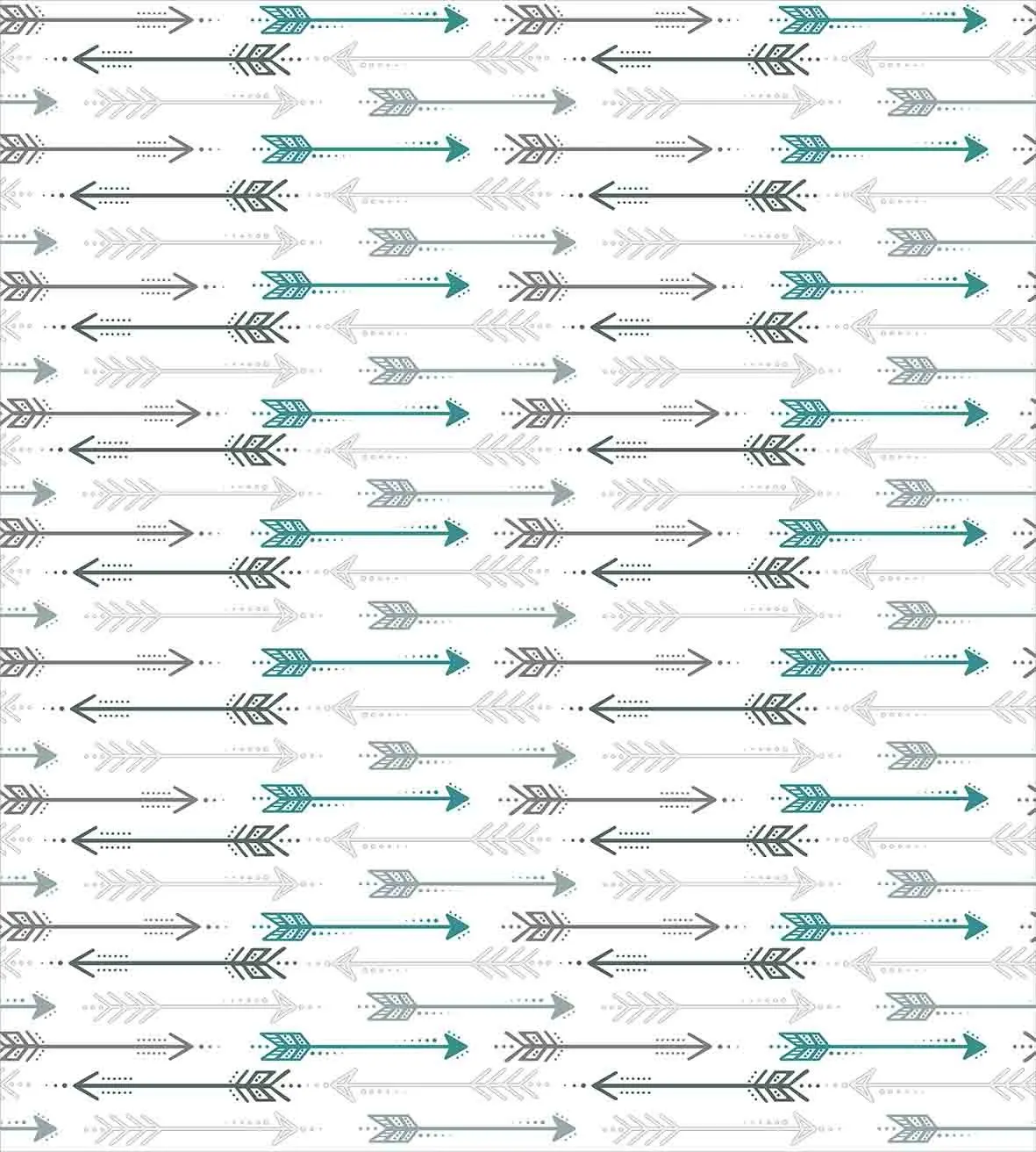 Teal Duvet Cover Set Retro Arrow Pattern in Horizontal Line Heading to Opposite Directions Art Print 3 Piece Bedding Set Grey