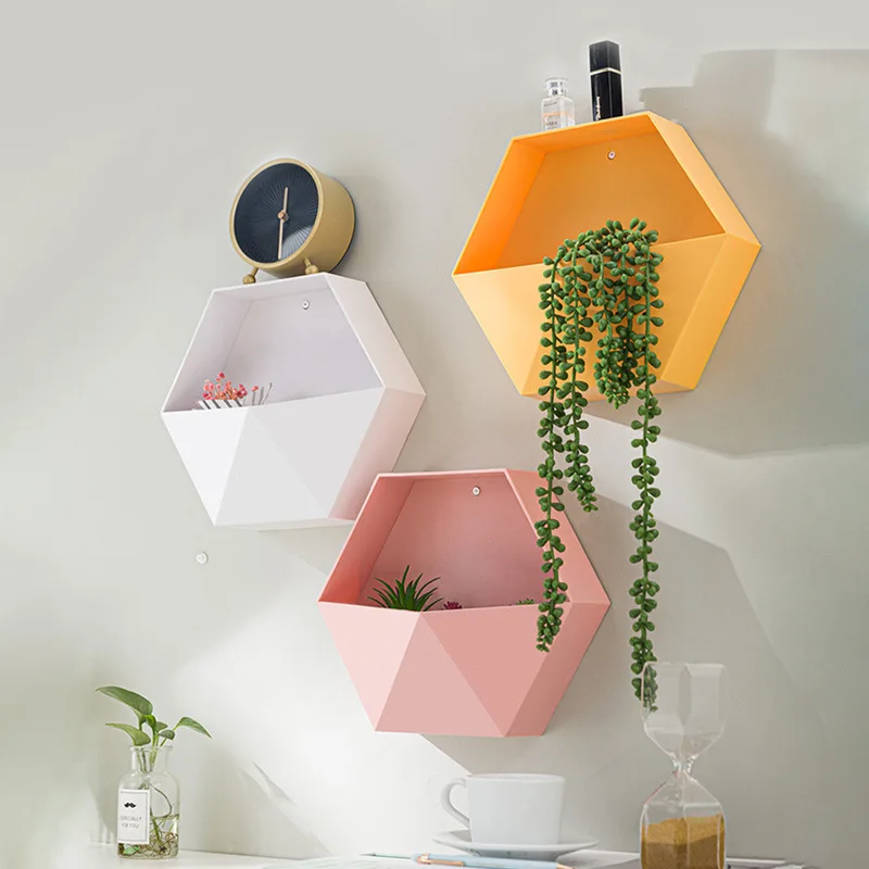 

Hexagonal Wall Mounted Charging Holder Multi Mounted Mobile Phone Organizer Storage Box Hanging Bracket Wall Holder Stand